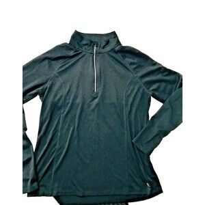 Danskin Now Semi-Fitted 1/4 Zip Size Large 12/14  Pullover Activewear Top Black